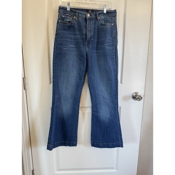 7 for All Mankind Women's Dark Wash Ultra High-Rise Dojo Stretch Denim Jeans 30 - Picture 2 of 11